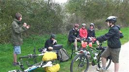 A wet lunch on the Greenway cycle path near Long Marston, 8.0 miles into the ride